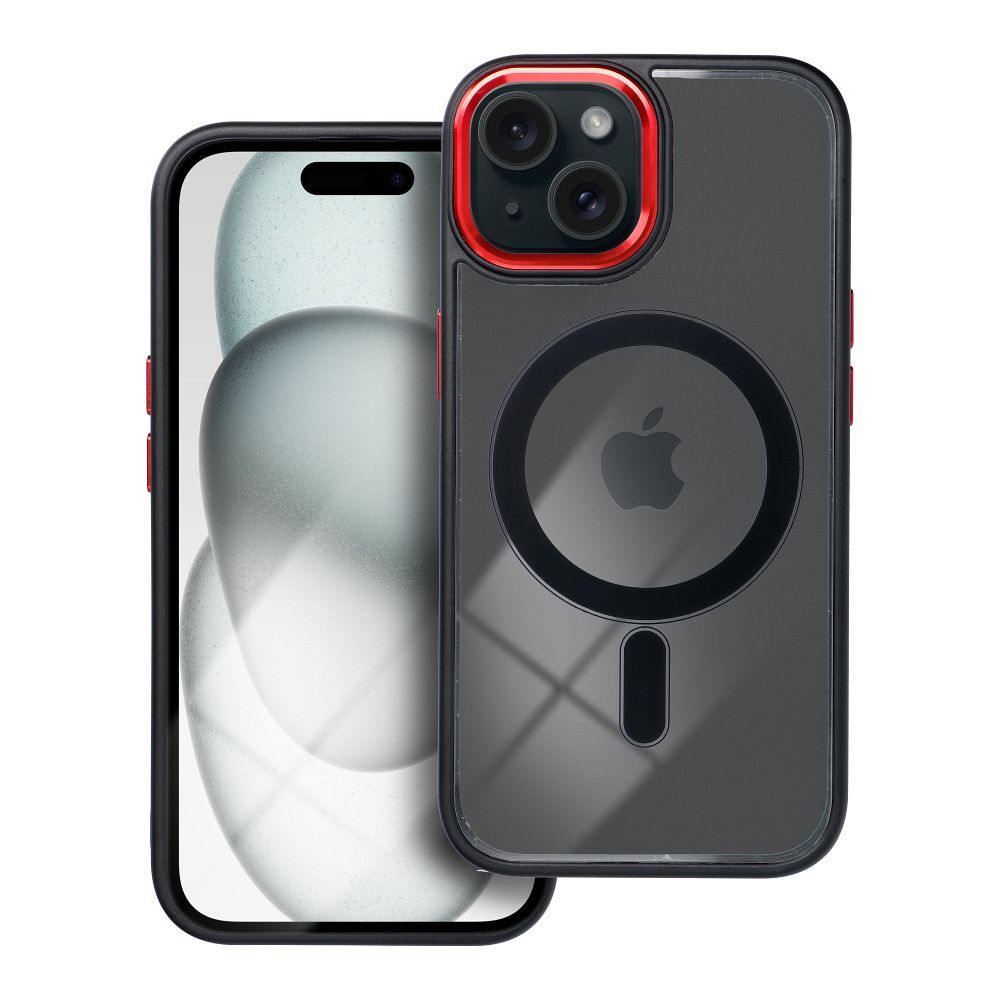 Pouzdro Color Edge Mag Cover kompatibilní s MagSafe pro IPHONE 15 černo červené