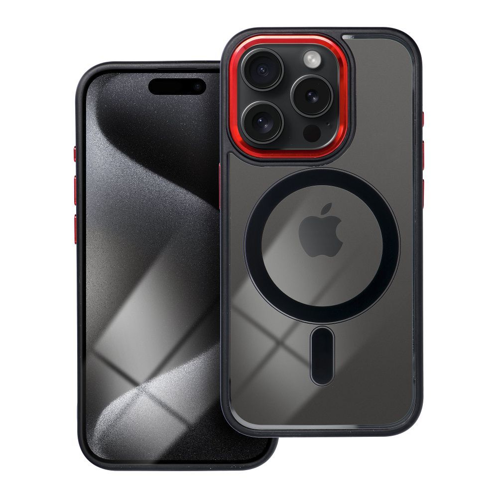 Pouzdro Color Edge Mag Cover kompatibilní s MagSafe pro IPHONE 15 PRO černočervené