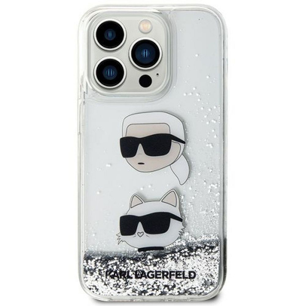 Originální čelní kryt KARL LAGERFELD KLHCN61LDHKCNS pro iPhone 11 (Liquid Glitter KC / bílá)