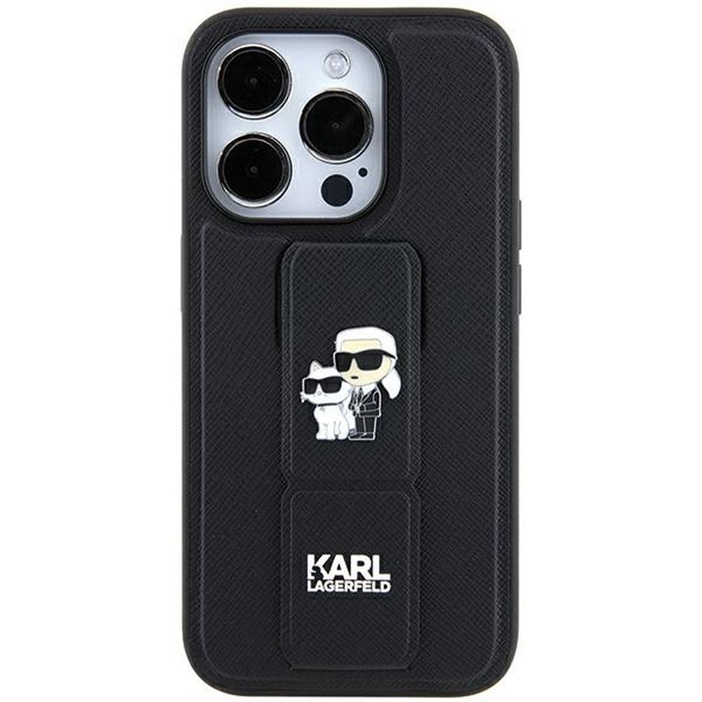 Originální čelní kryt KARL LAGERFELD KLHCN61GSAKCPK pro iPhone 11 (Gripstand Saffiano KC PIN / černý)