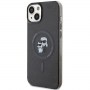 Originální čelní kryt KARL LAGERFELD KLHMP15SHGKCNOK pro iPhone 15 (Glitter + MAG / černá)