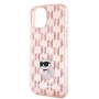 Originální čelní kryt KARL LAGERFELD KLHCP15SHNCMKLP pro iPhone 15 (monogram / růžový)