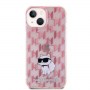 Originální čelní kryt KARL LAGERFELD KLHCP15SHNCMKLP pro iPhone 15 (monogram / růžový)