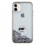Originální čelní kryt KARL LAGERFELD KLHCN61LKCNSK pro iPhone 11 (Liquid Glitter C / transparentní)